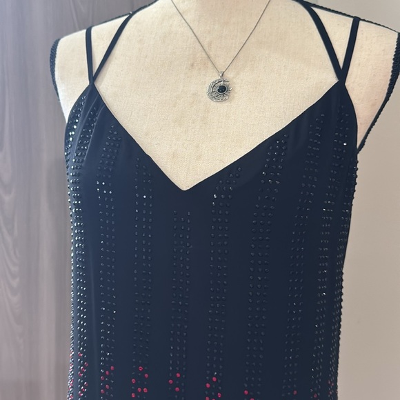 GUESS Marciano Women's Blk/Red Rhinestone Spaghetti Strap Slip Dress SZ S - Picture 4 of 6